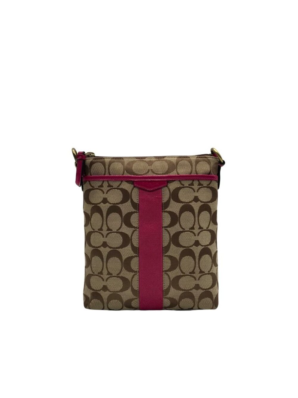 Coach Signature Stripe Brown Crossbody Bag
